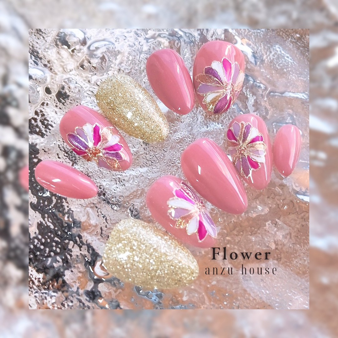 ゴールドラメネイルチップ